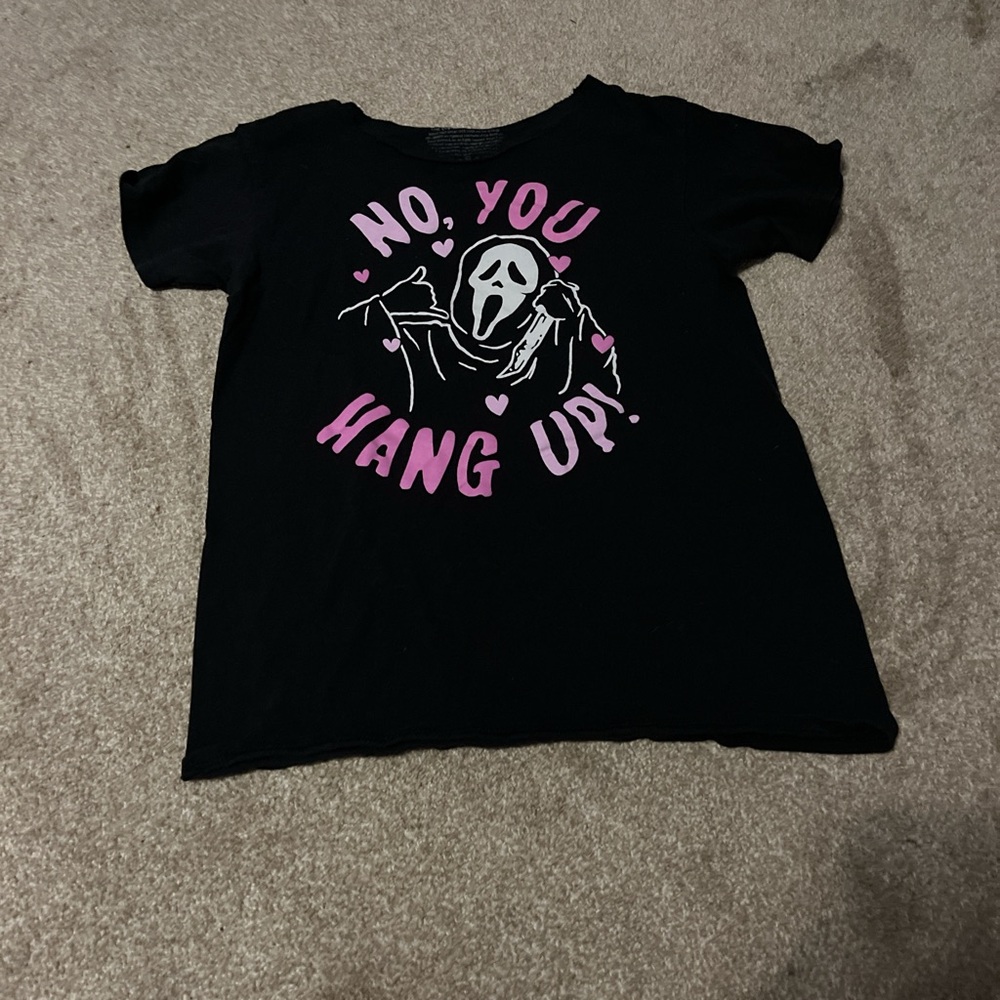 black and pink ghostface t-shirt